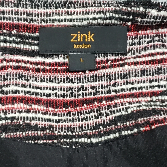 Zink London Retro 100% Woolen Jacket Large Textured Bell Sleeve Open Front Red - Picture 7 of 15